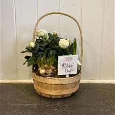 White Rose Spring Basket