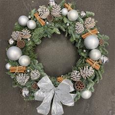 Christmas blue pine wreath, grey,silver